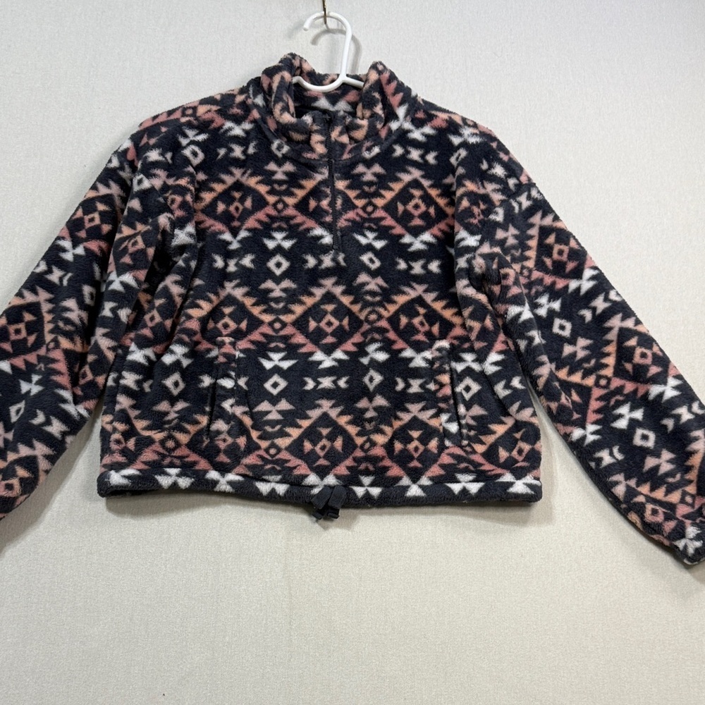 Old Navy Kids Geometric Fleece Jacket - Black, Pink, White